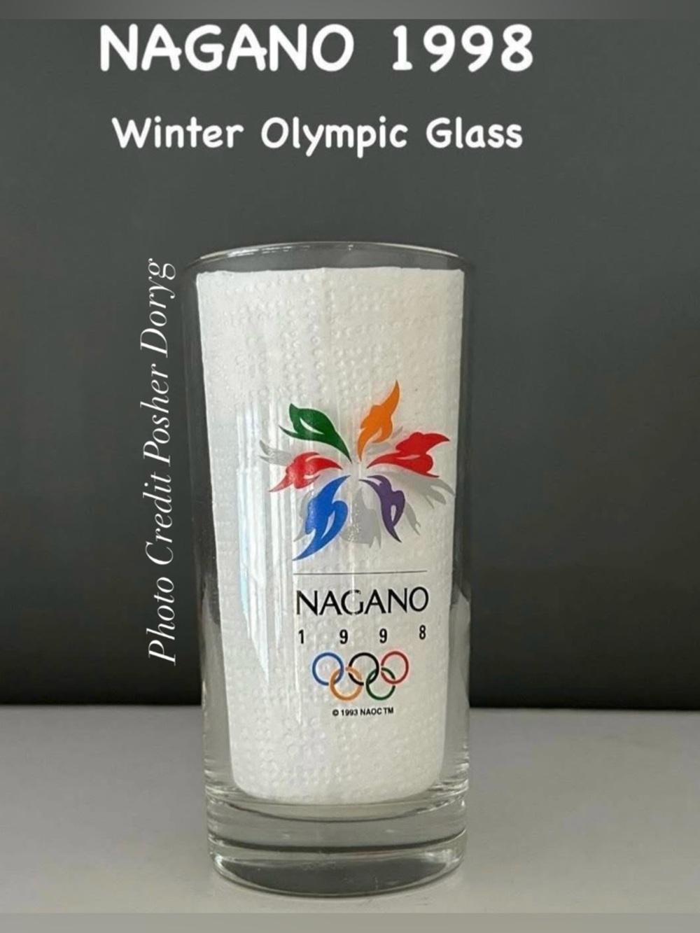 Vintage Nagano 1998 Winter Olympics Decorative Glass